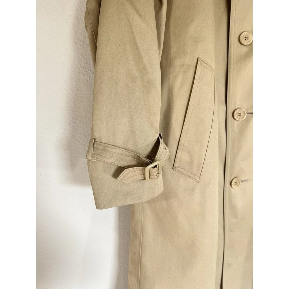Vintage Men's Trench Coat 44R Khaki Double Breasted Lined Belted Oleg Cassini